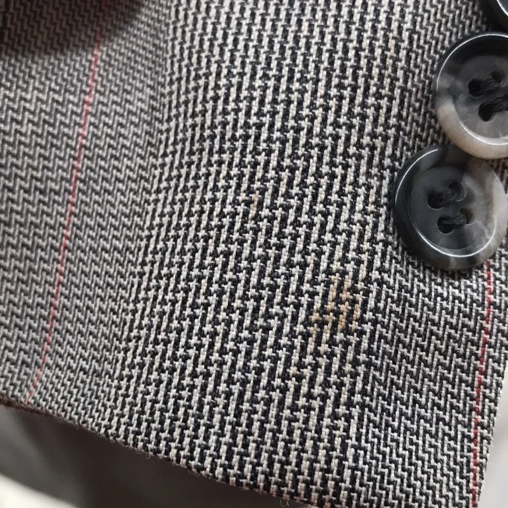 STAFFORD—VTG—Men’s Black/Cream/Red Houndstooth Plaid Blazer Sports Jkt—46L W41